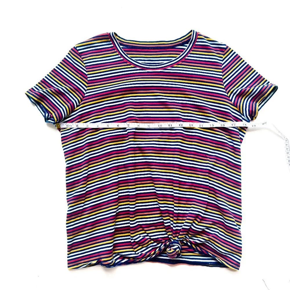 Madewell retro rainbow stripe knot-front tee L - Picture 3 of 5